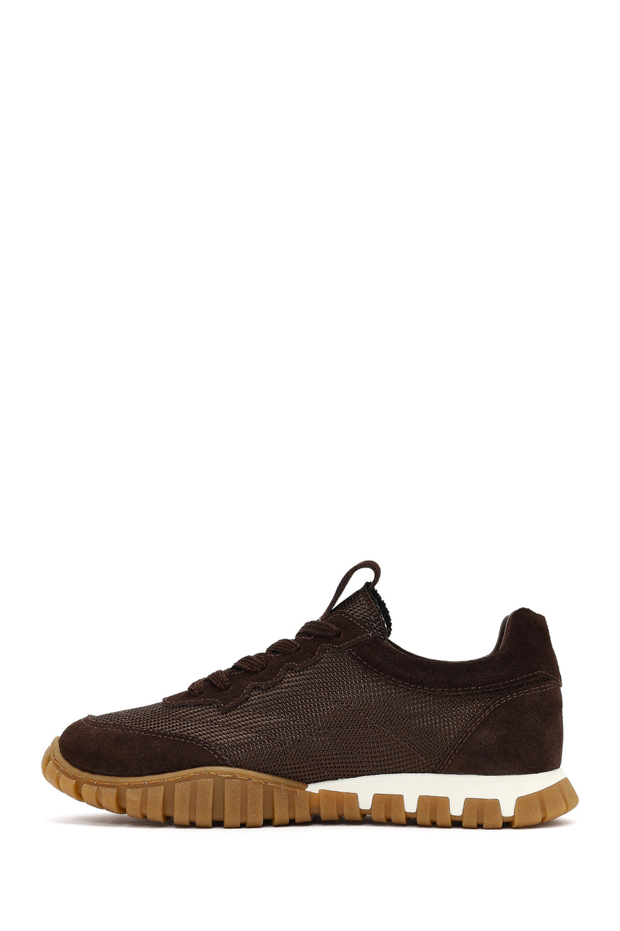 Women's Brown Lace-Up Leather Sneaker