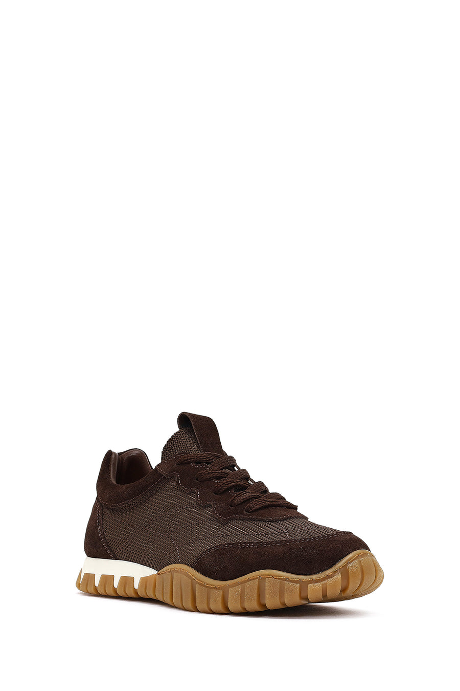 Women's Brown Lace-Up Leather Sneaker