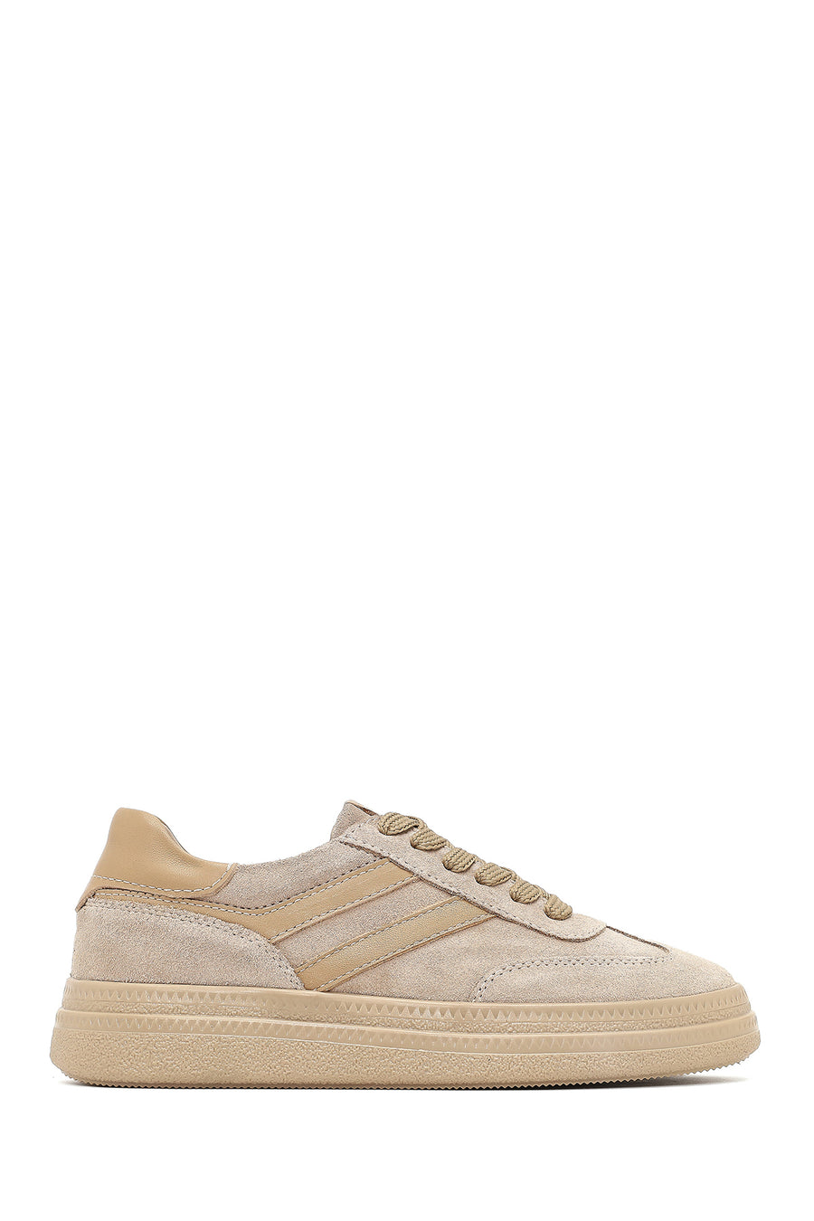 Women's Beige Lace-up Suede Leather Sneaker 25AFD511010 | Derimod