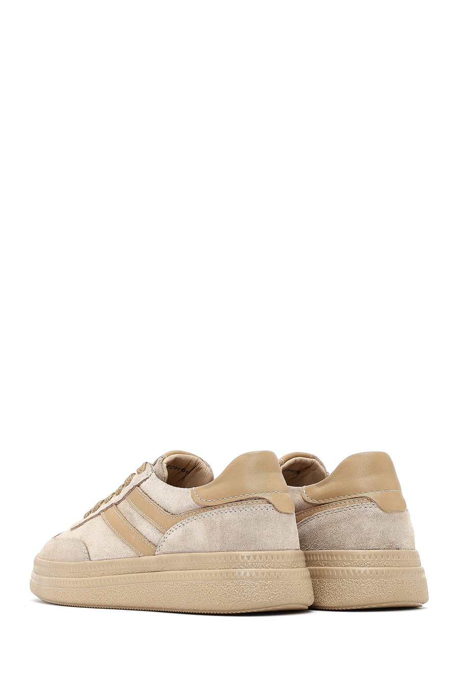 Women's Beige Lace-up Suede Leather Sneaker