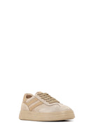 Women's Beige Lace-up Suede Leather Sneaker | Derimod
