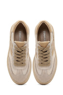 Women's Beige Lace-up Suede Leather Sneaker | Derimod