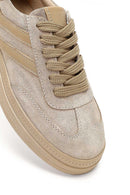 Women's Beige Lace-up Suede Leather Sneaker | Derimod