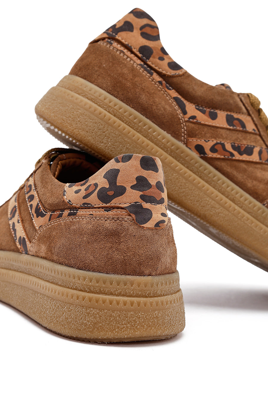 Women's Tan Lace-Up Suede Leather Sneaker