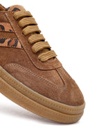 Women's Tan Lace-Up Suede Leather Sneaker | Derimod