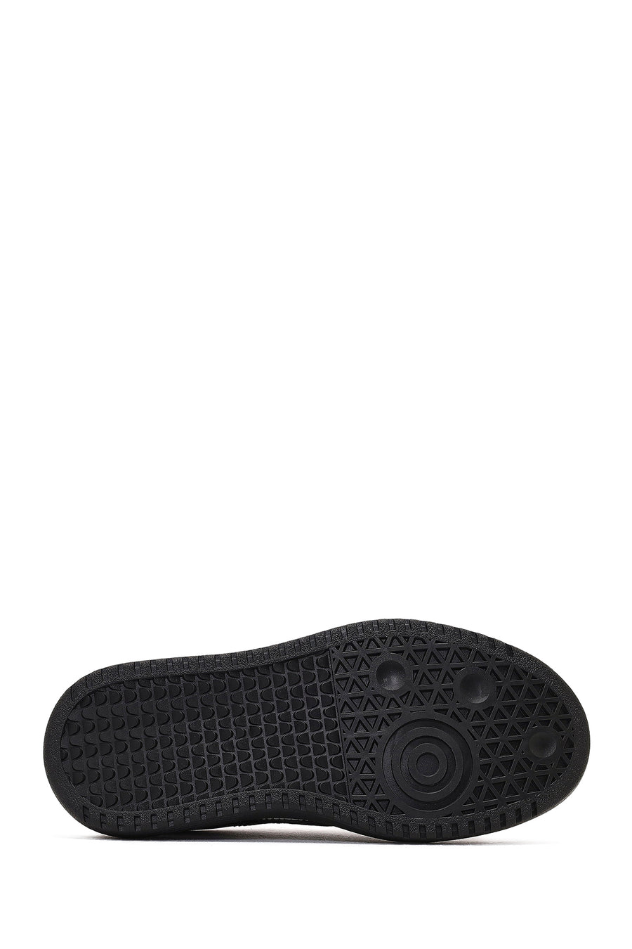 Women's Black Lace-Up Thick-Soled Leather Sneaker