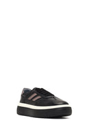 Women's Black Lace-Up Thick-Soled Leather Sneaker | Derimod