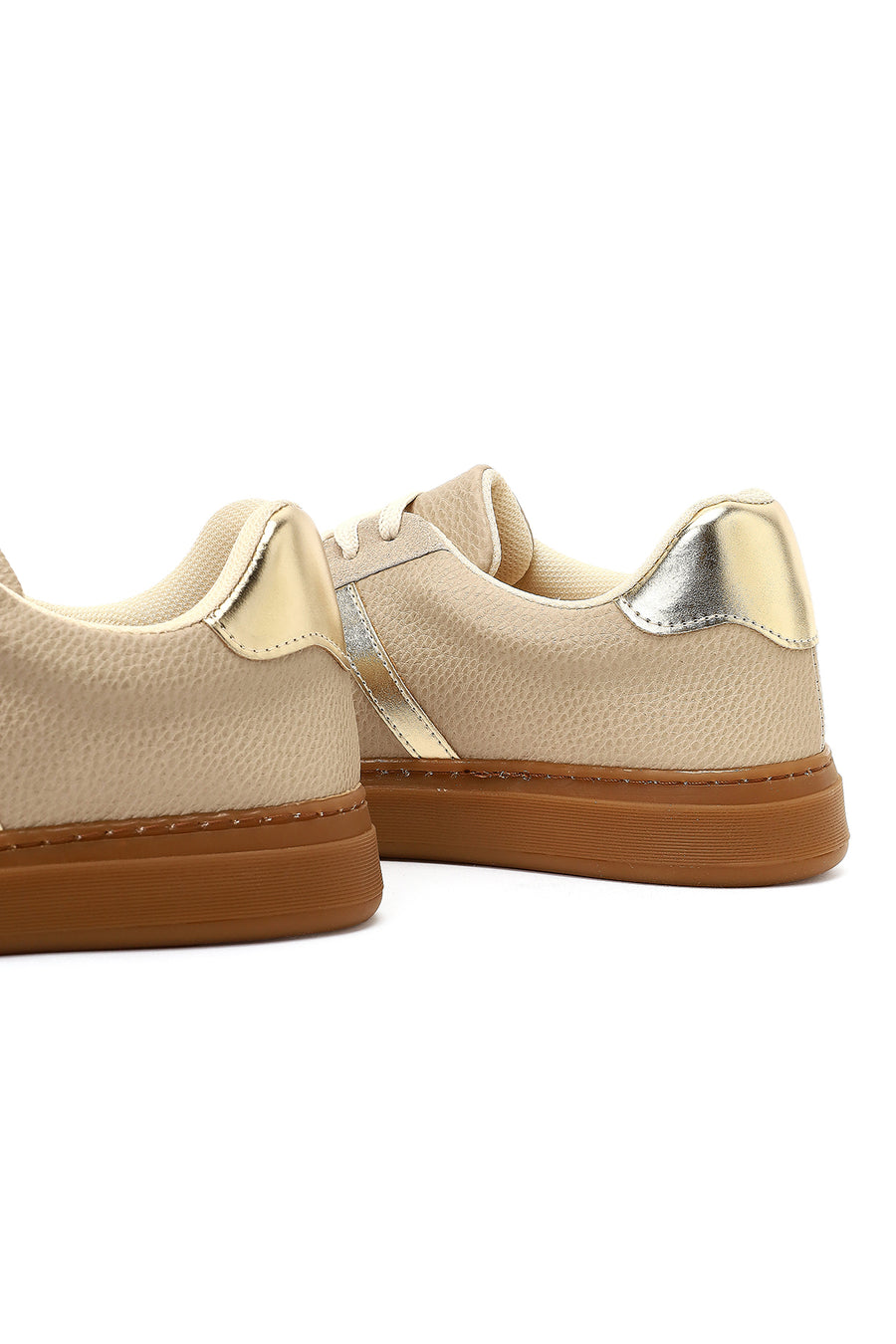 Kadın Bej Bağcıklı Kalın Tabanlı Sneaker