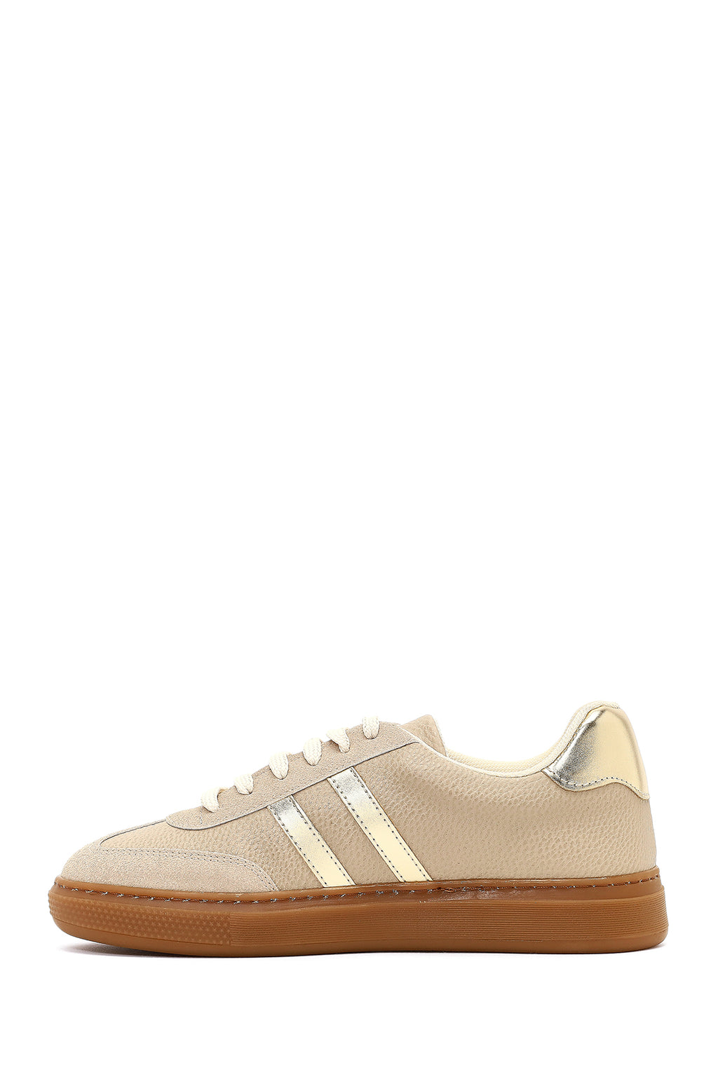 Kadın Bej Bağcıklı Kalın Tabanlı Sneaker