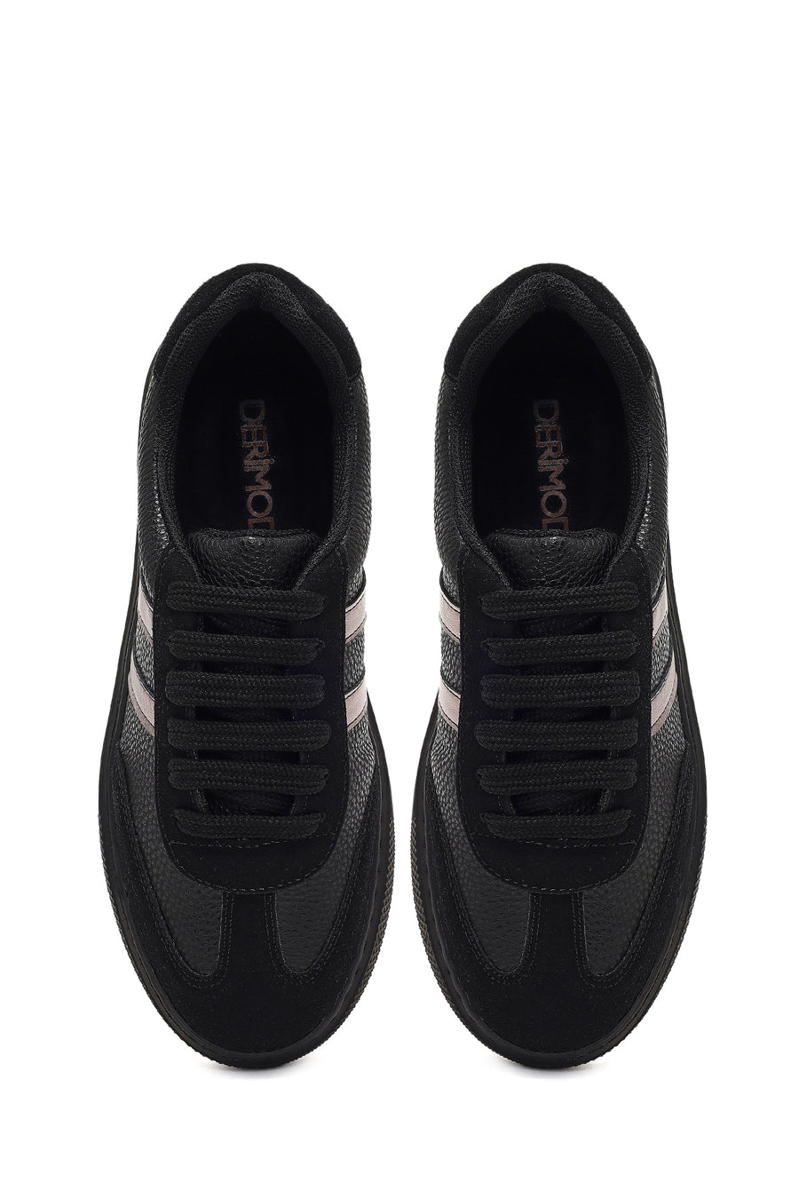 Kadın Siyah Bağcıklı Kalın Tabanlı Sneaker