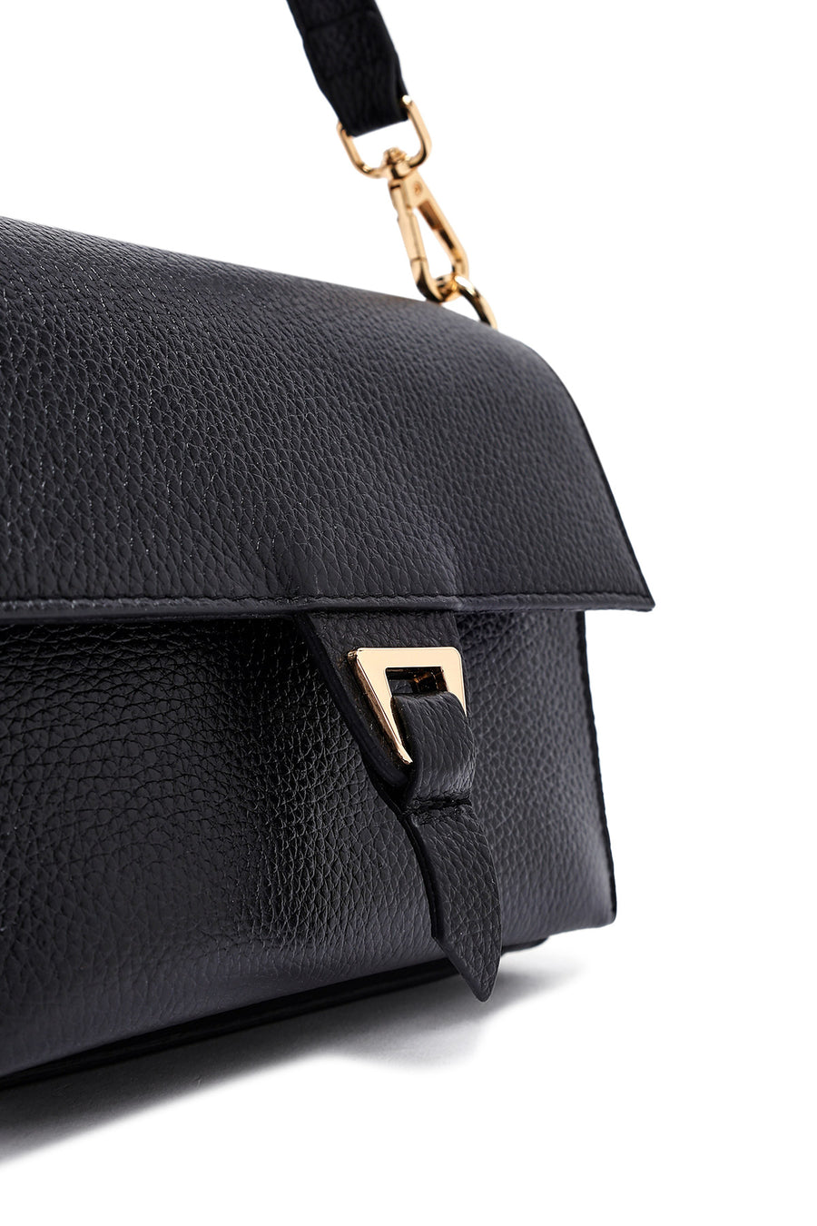 Woman Black Long Strap Leather Mini Crossbody Bag
