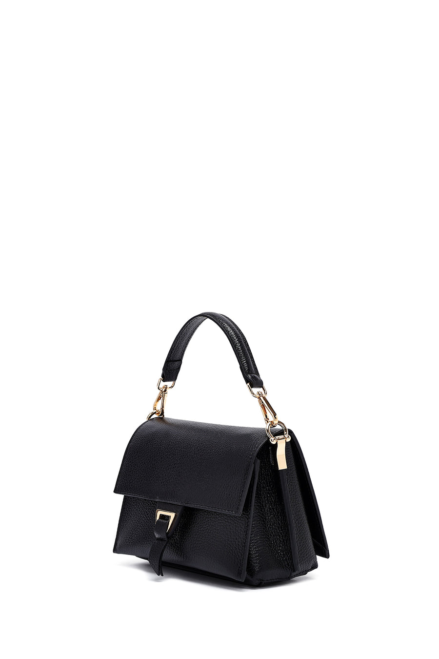 Woman Black Long Strap Leather Mini Crossbody Bag