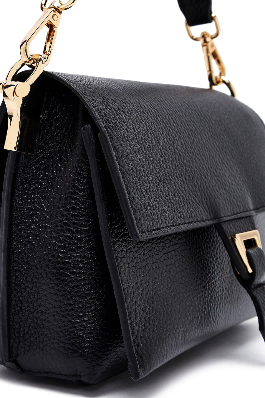 Woman Black Long Strap Leather Mini Crossbody Bag