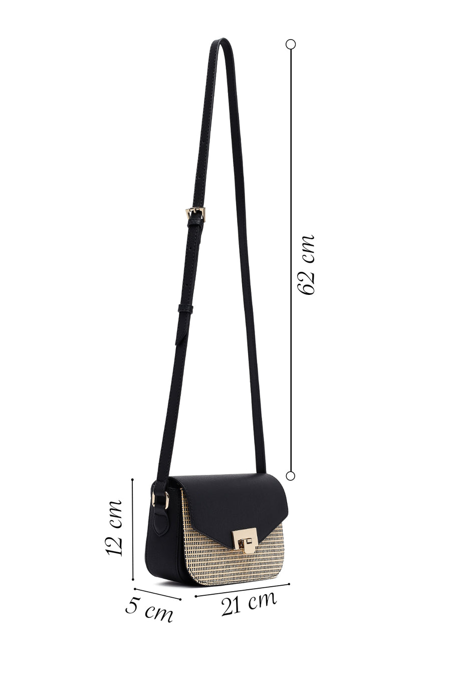 Woman Black Long Strap Crossbody Bag