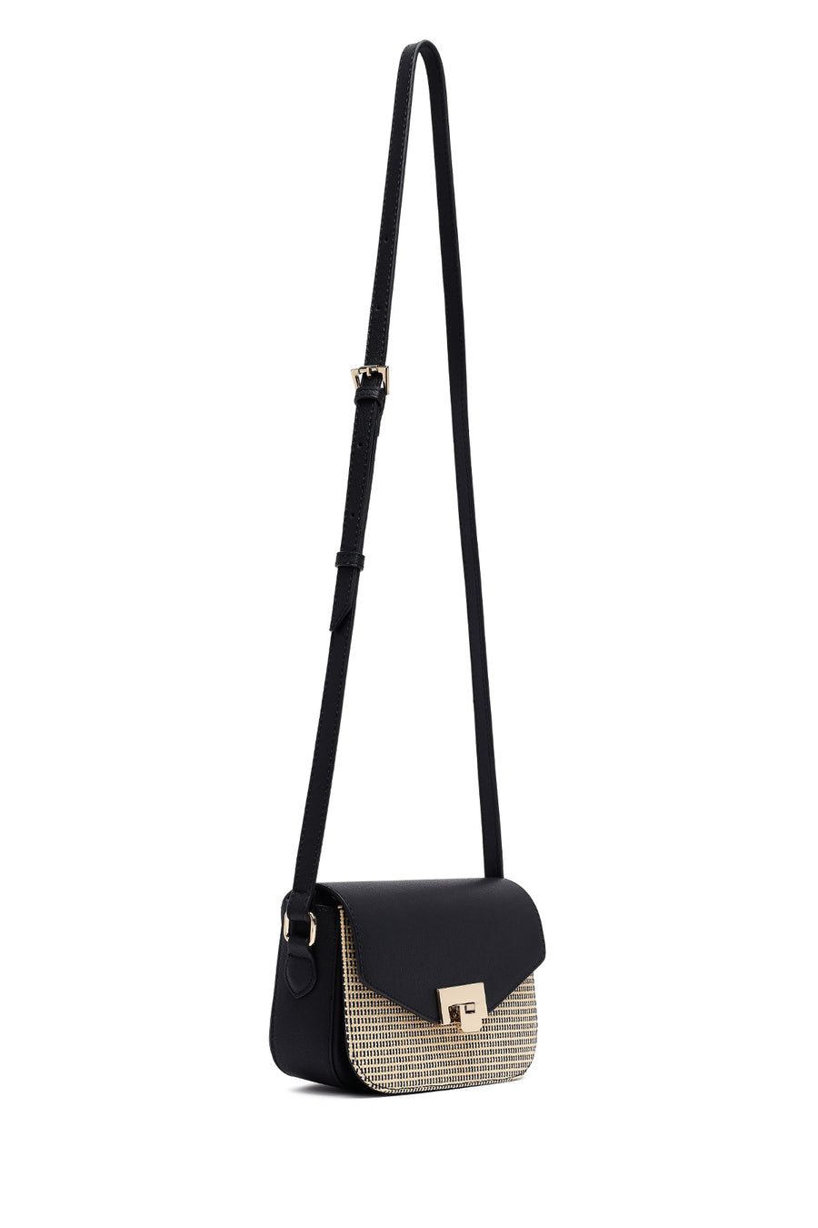 Woman Black Long Strap Crossbody Bag