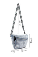 Women's Blue Long Strap Stone Crossbody Bag | Derimod