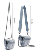 Women's Blue Long Strap Stone Crossbody Bag | Derimod