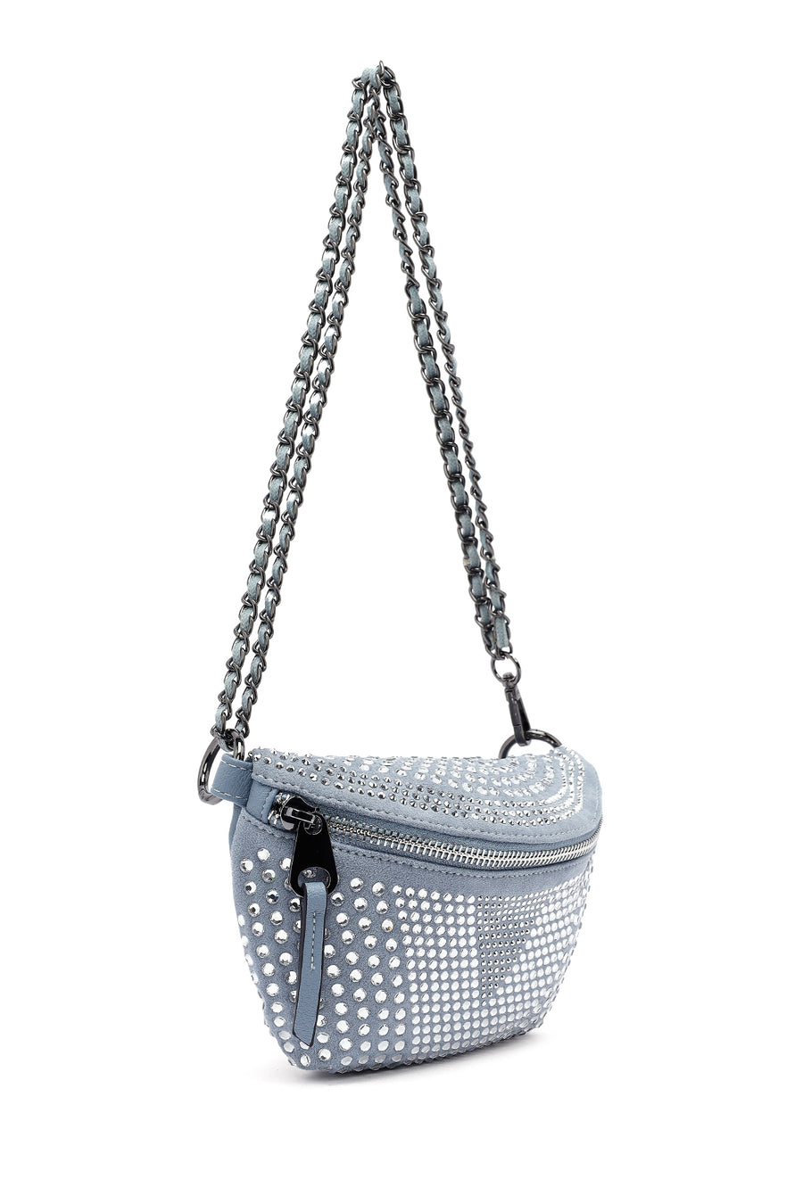 Women's Blue Long Strap Stone Crossbody Bag