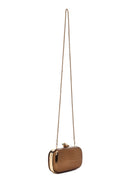 Women's Bronze Long Strap Metallic Mini Clutch Evening Bag | Derimod