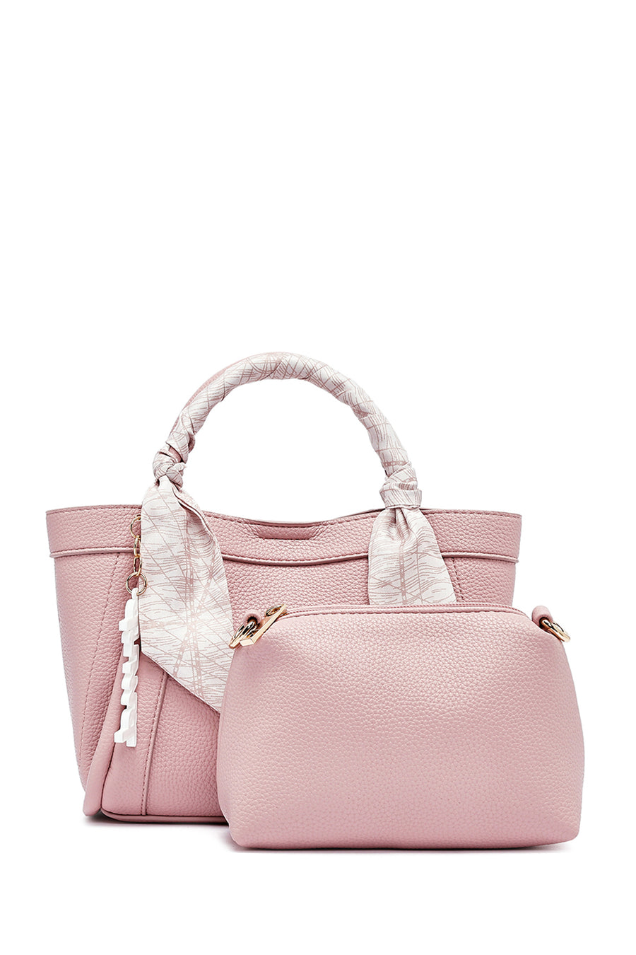 Women's Pink Long Strap Accessorized Shoulder Bag