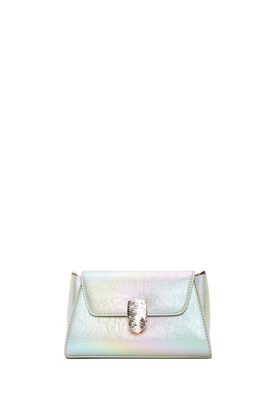 Women's Blue Metallic Patent Leather Mini Crossbody Bag