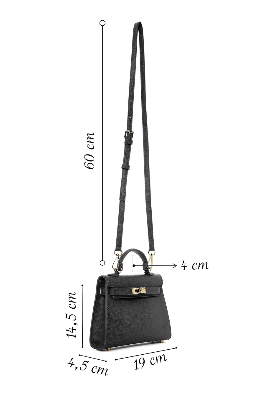 Women's Black Long Strap Mini Crossbody Bag