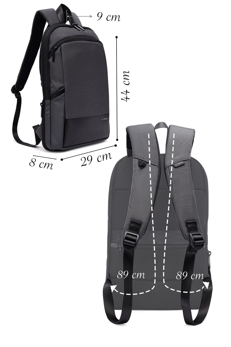 D-Pack Unisex Gray Backpack