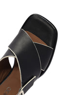 Women's Black Ankle Buckle Thick Heel Leather Sandals | Derimod
