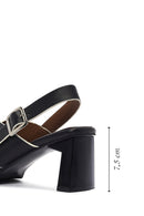 Women's Black Ankle Buckle Thick Heel Leather Sandals | Derimod