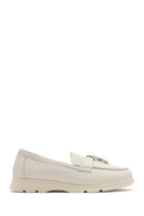 Women's Beige Leather Comfort Loafer | Derimod