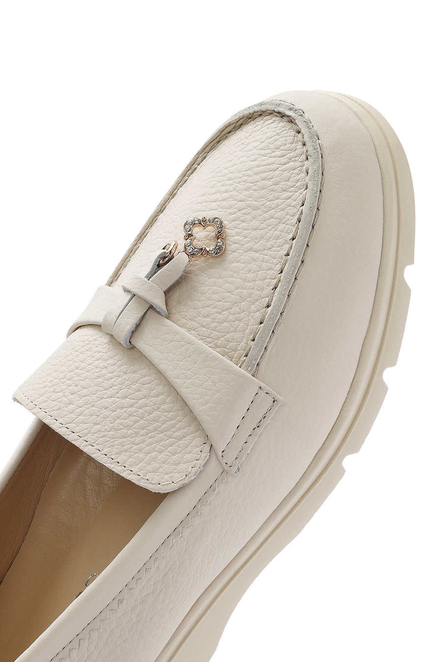 Women's Beige Leather Comfort Loafer