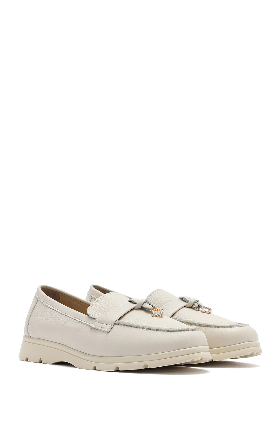 Women's Beige Leather Comfort Loafer