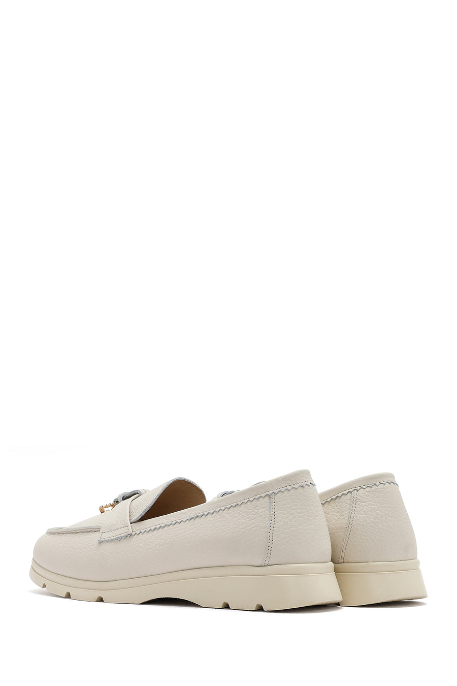 Women's Beige Leather Comfort Loafer