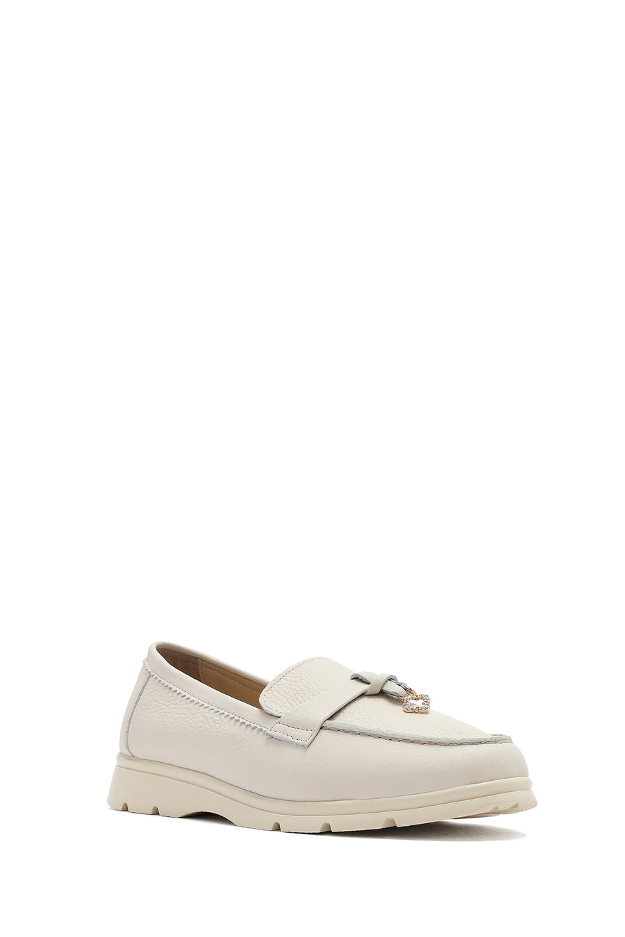 Women's Beige Leather Comfort Loafer