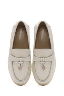 Women's Beige Leather Comfort Loafer | Derimod