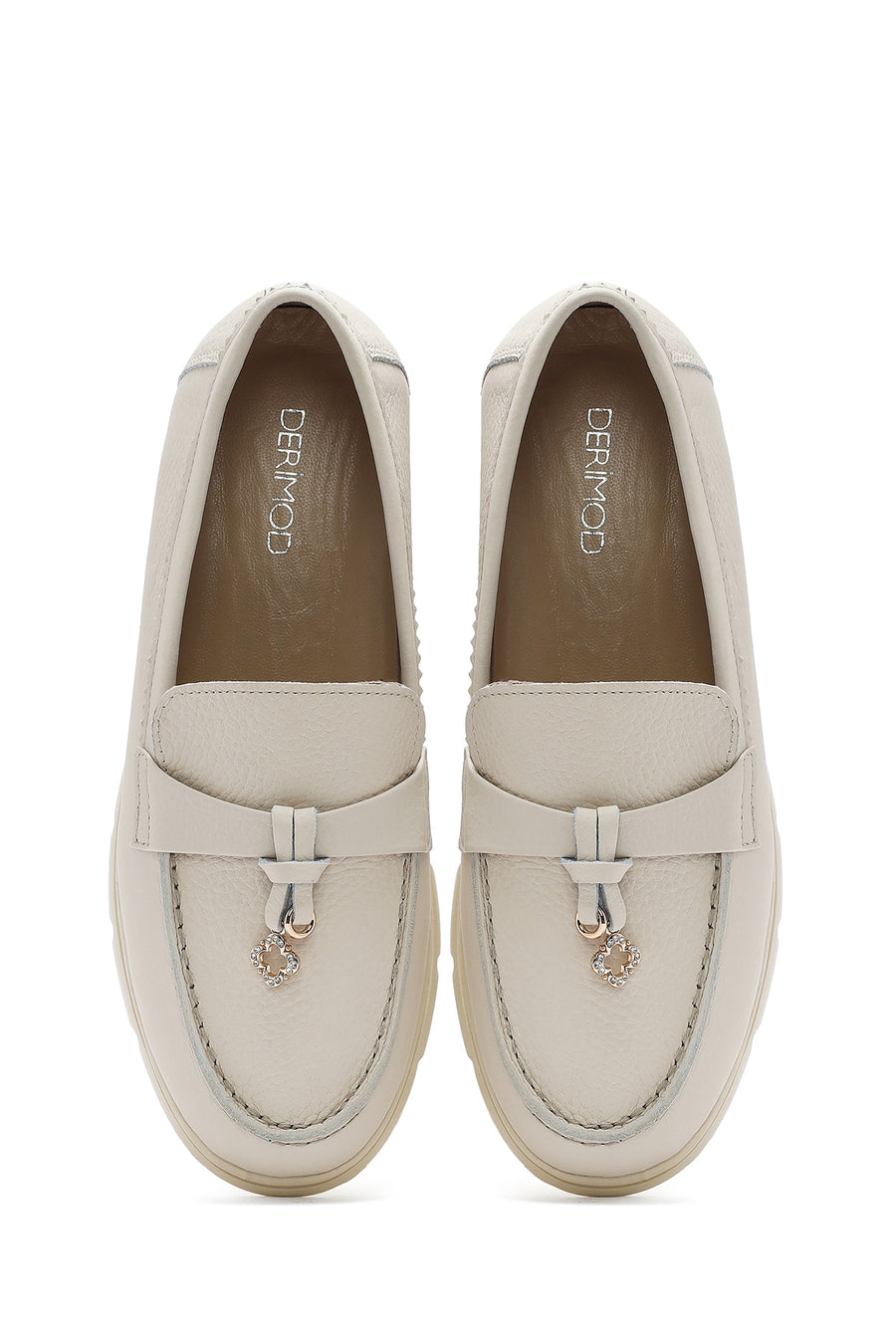 Women's Beige Leather Comfort Loafer