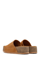 Woman Tan Thick-Soled Suede Leather Slipper | Derimod