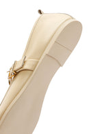 Women's Cream Buckled Leather Ballerinas | Derimod