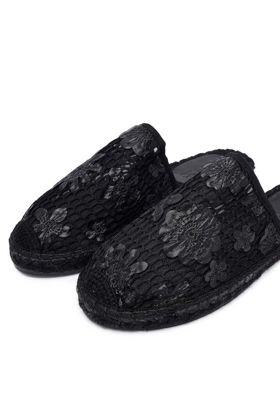 Kadın Siyah Desenli Espadril Terlik