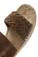 Woman Mink Knit-Detail Suede Leather Espadrille Sandals | Derimod