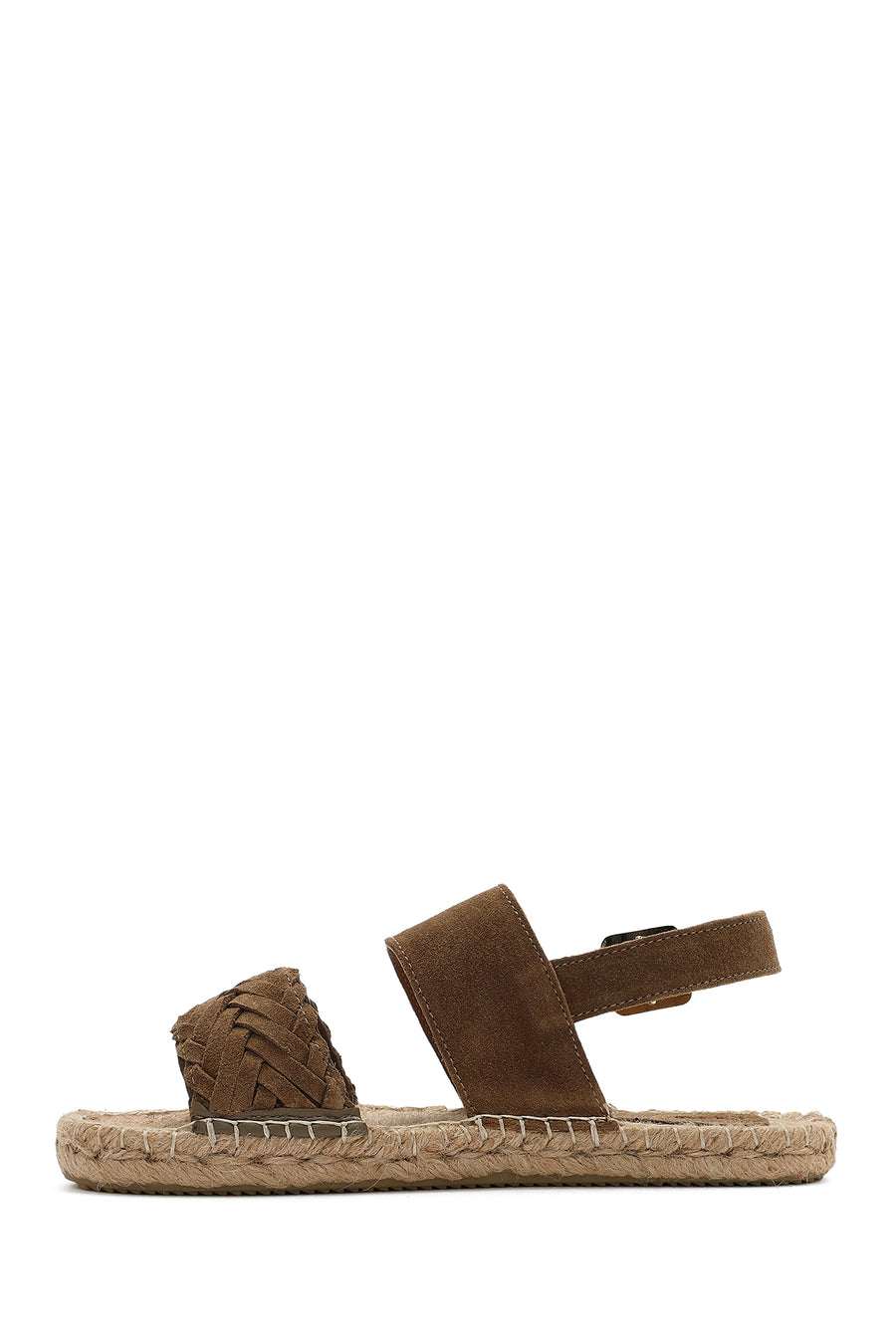 Woman Mink Knit-Detail Suede Leather Espadrille Sandals