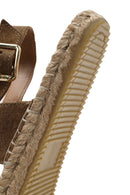 Woman Mink Knit-Detail Suede Leather Espadrille Sandals | Derimod