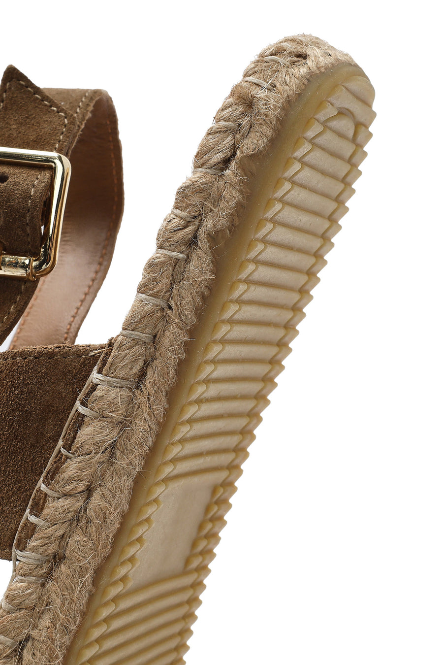 Woman Mink Knit-Detail Suede Leather Espadrille Sandals