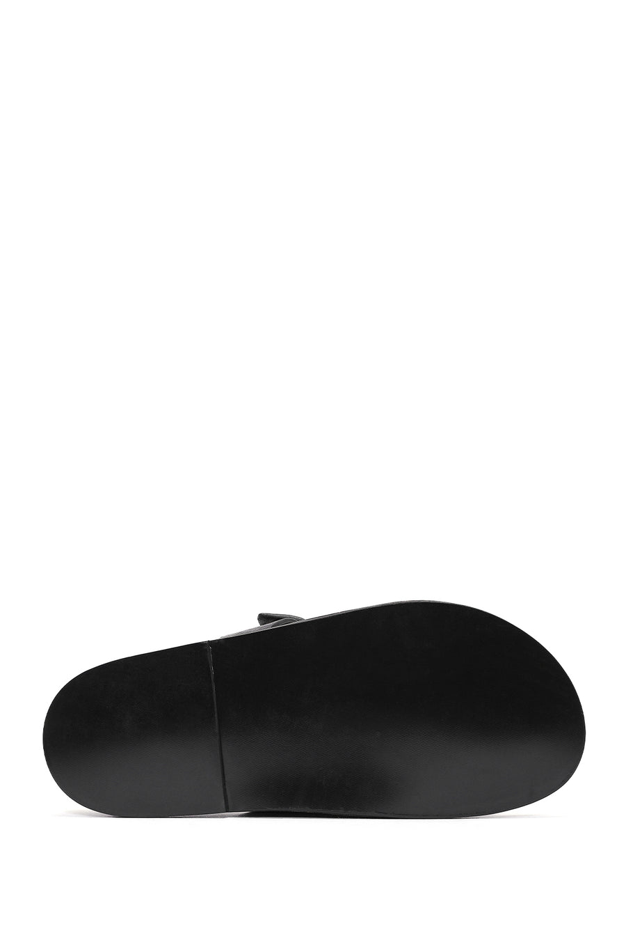 Women's Black Striped Patterned Leather Slippers