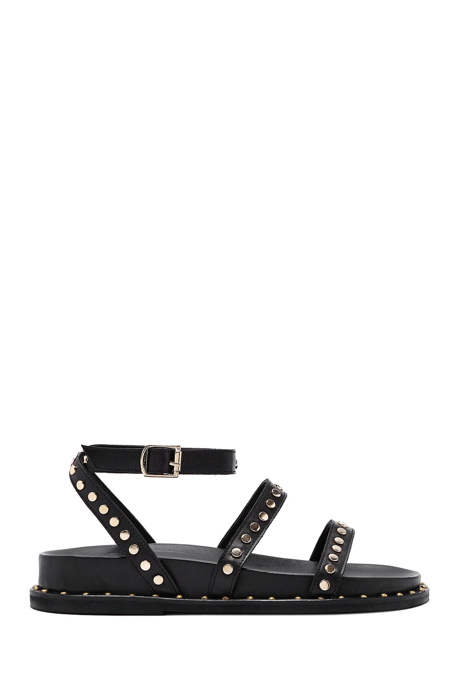 Women's Black Ankle Strap Metal Detailed Leather Sandals 25SFD270318 | Derimod