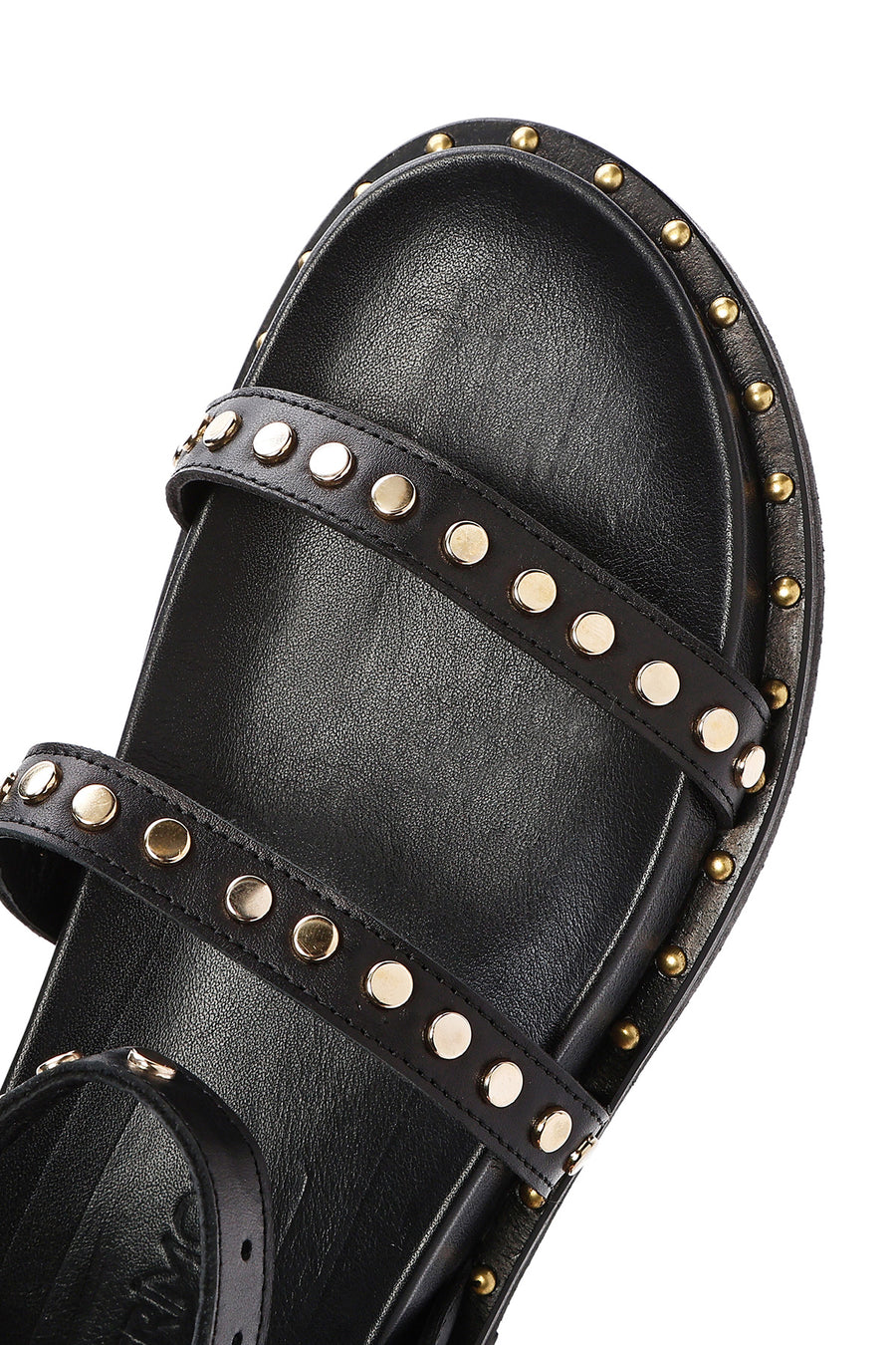 Women's Black Ankle Strap Metal Detailed Leather Sandals