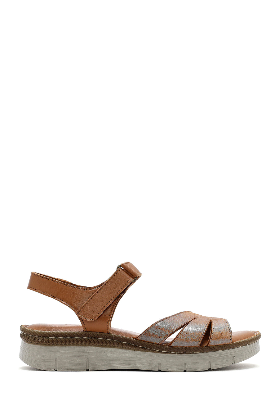 Kadın Taba Bantlı Deri Comfort Sandalet 25SFD321114 | Derimod