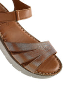 Kadın Taba Bantlı Deri Comfort Sandalet | Derimod