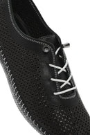 Women's Black Lace-Up Leather Comfort Loafer | Derimod