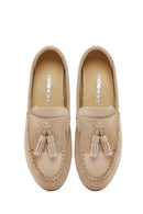 Kadın Bej Süet Deri Maskülen Loafer | Derimod